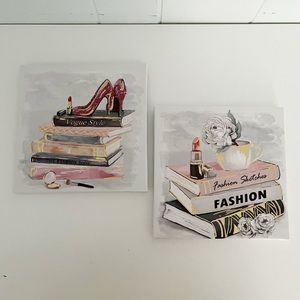 Watercolor Fashion Books Wall Art | FIRM PRICE